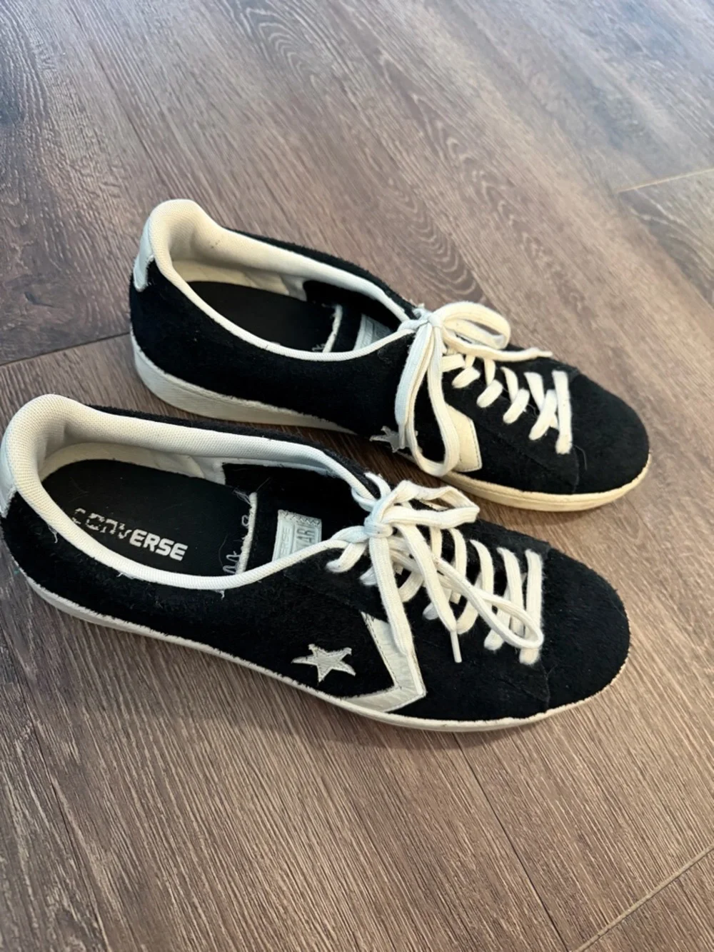 Converse Black Suede Low-Top Sneakers with White Star Chevron - Picture 2 of 3